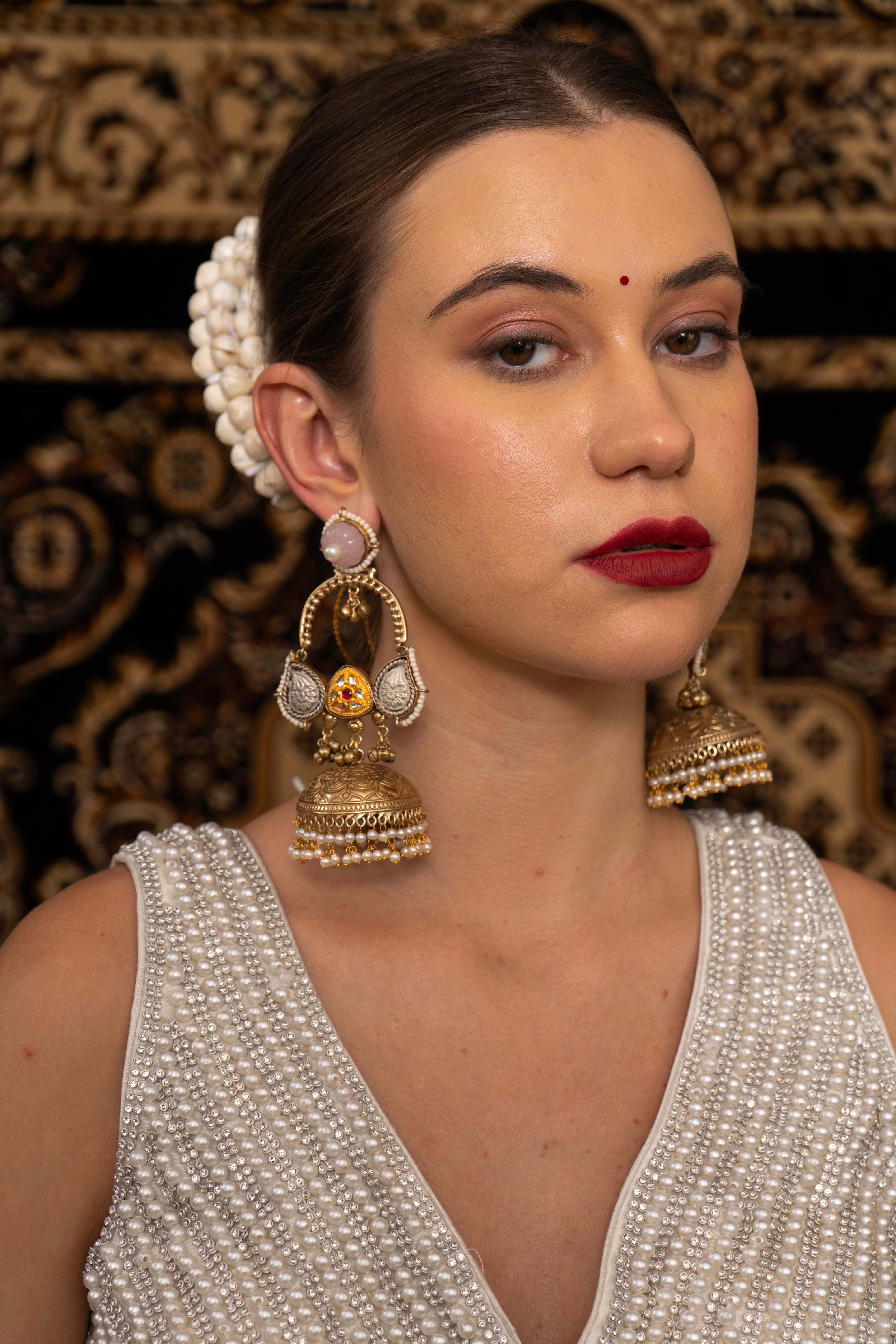 Rekha pink stone Earing